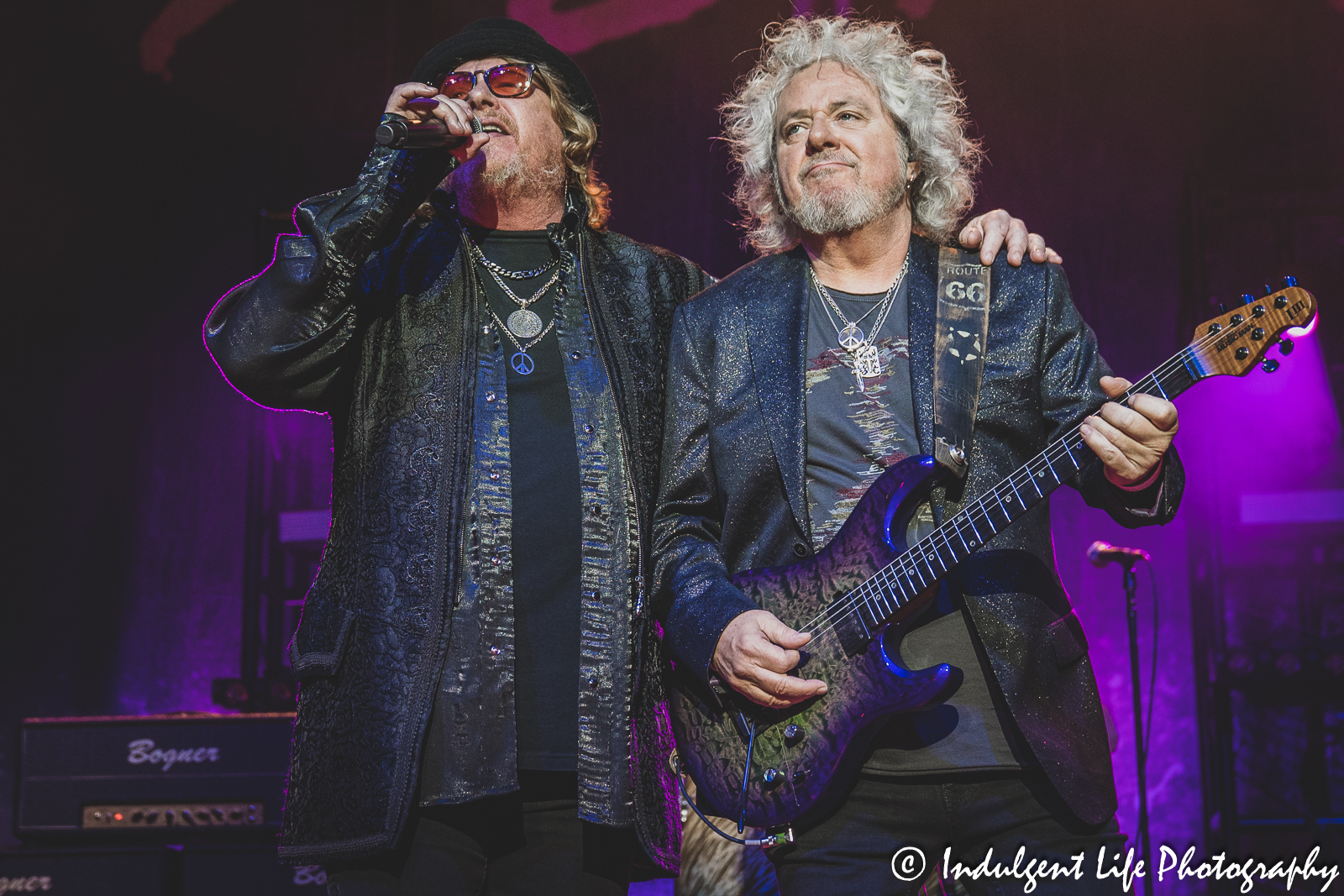 Lead singer Joseph Williams and guitarist Steve Lukather performing live in concert together at Uptown Theater in Kansas City, MO on March 29, 2023.