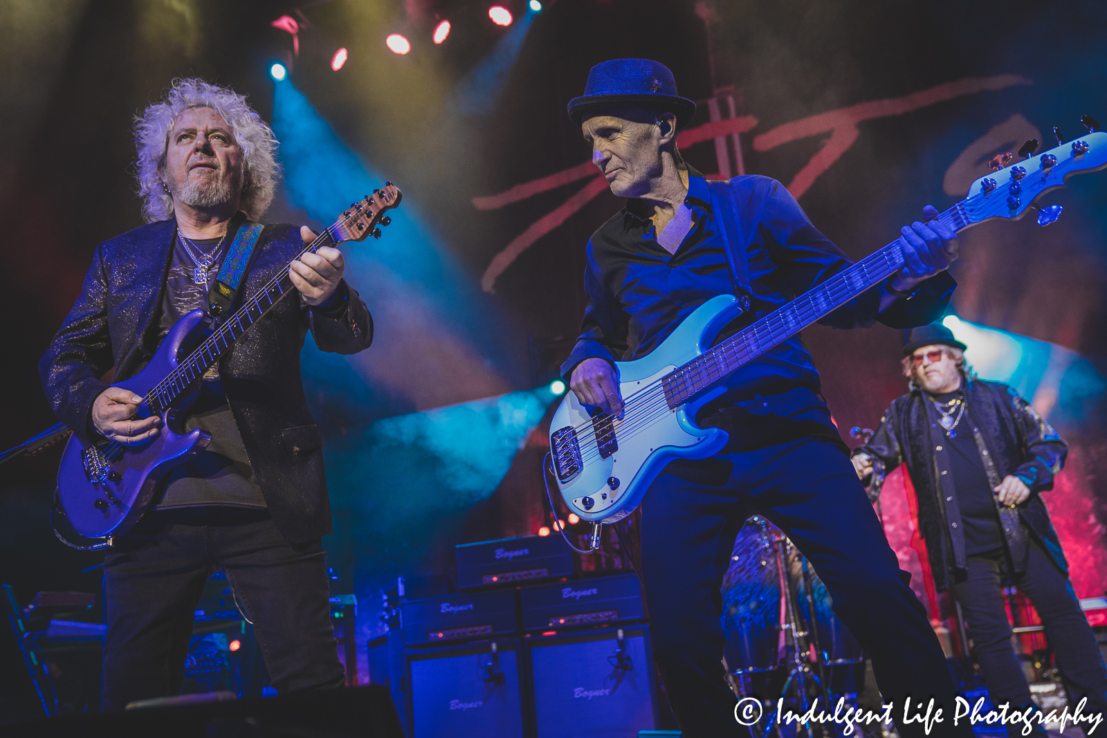 Toto guitarist Steve Lukather, bass player John Price and lead singer Joseph Williams performing together at Uptown Theater in Kansas City, MO on March 29, 2023.