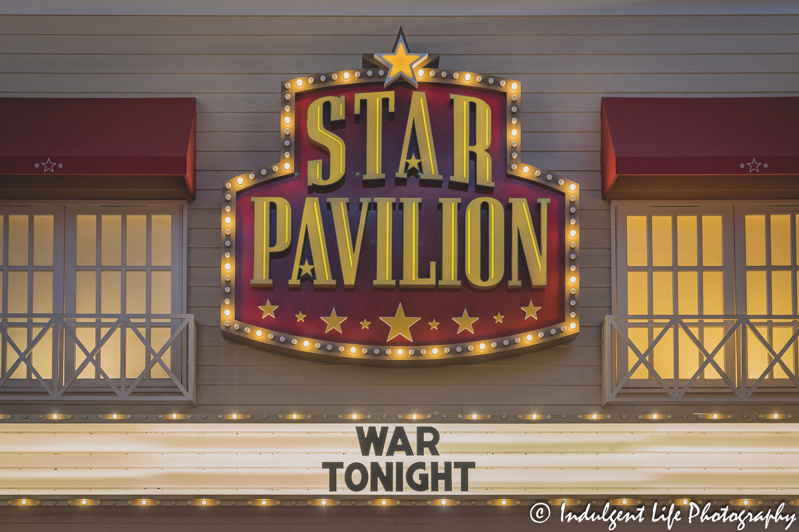 Star Pavilion marquee at Ameristar Casino in Kansas City, MO featuring WAR on March 11, 2023.