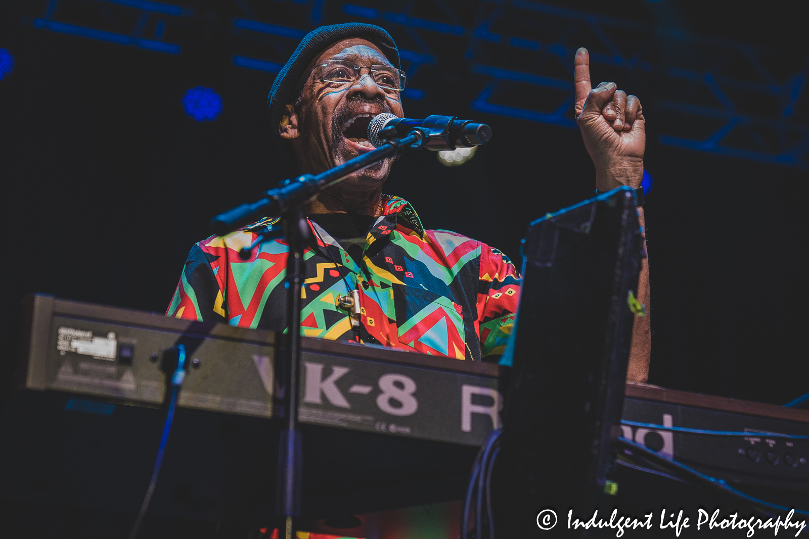 Lead singer and keyboardist Leroy "Lonnie" Jordan of WAR performing live at Ameristar Casino in Kansas City, MO on March 11, 2023.