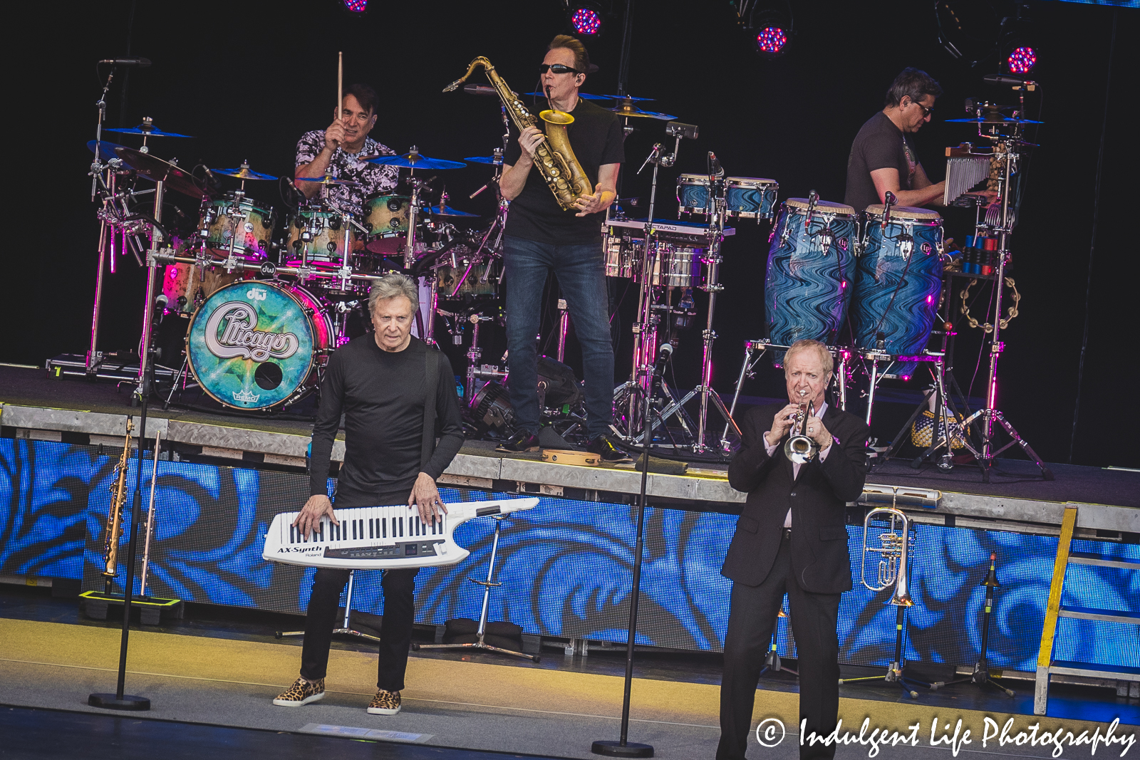 Robert Lamm and Lee Laughnane of rock band Chicago performing together at Starlight Theatre in Kansas City, MO on May 26, 2023.