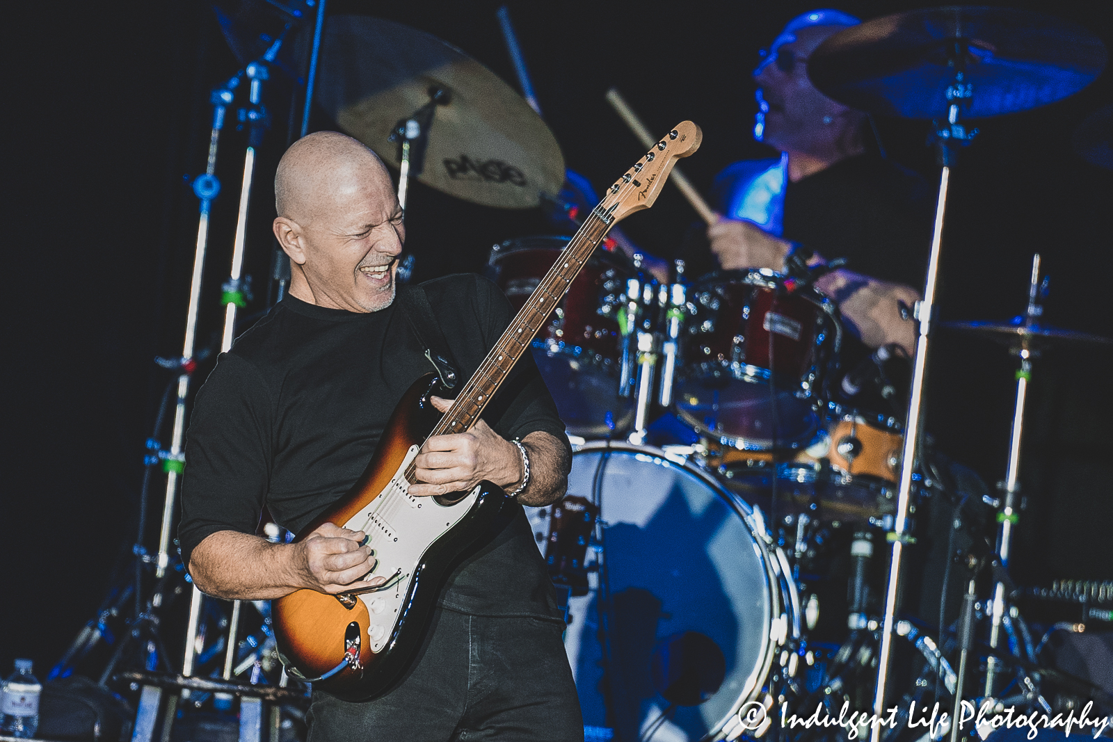 Righteous Brothers guitar player Russ Letizia and drummer Jess Gopen playing live at Prairie Band Casino in Mayetta, KS on June 29, 2023.