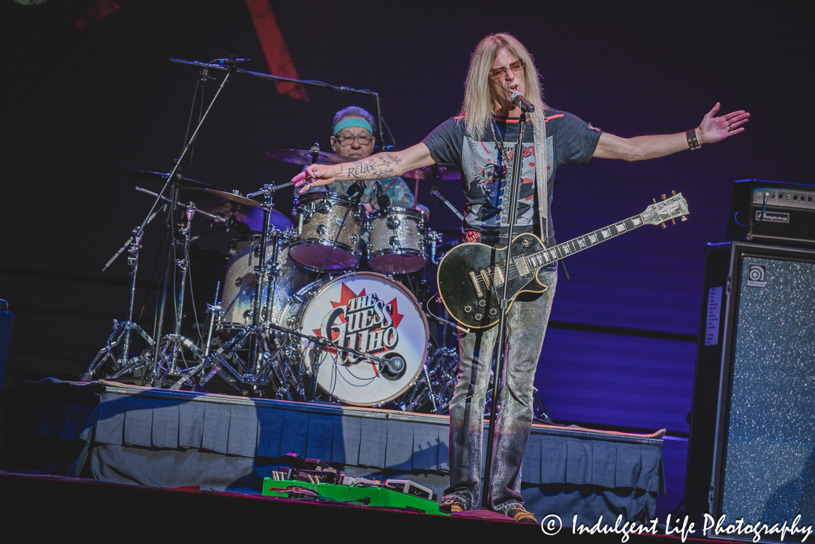 The Guess Who members Derek Sharp and Garry Peterson performing together at Ameristar Casino's Star Pavilion in Kansas City, MO on October 21, 2023.