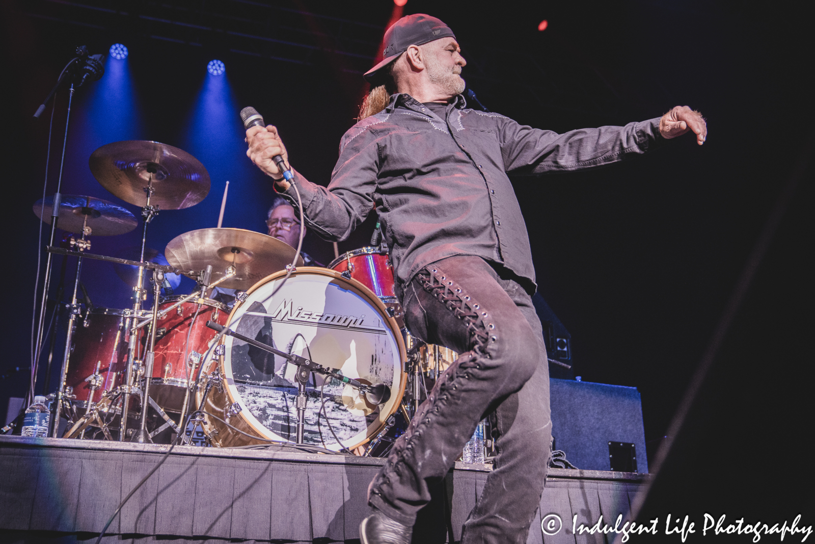 Missouri band lead vocalist Frank Drummond and drummer Bill Larson performing together at Ameristar Casino in Kansas City, MO on April 20, 2024.