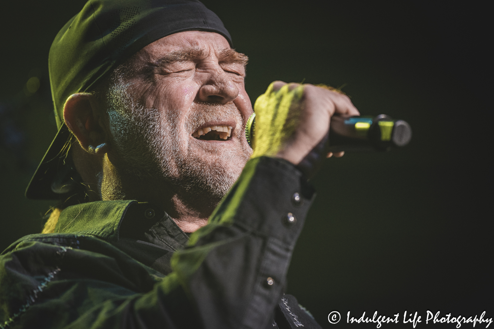 Missouri band lead singer Frank Drummond performing live at Star Pavilion inside of Ameristar Casino in Kansas City, MO on April 20, 2024.