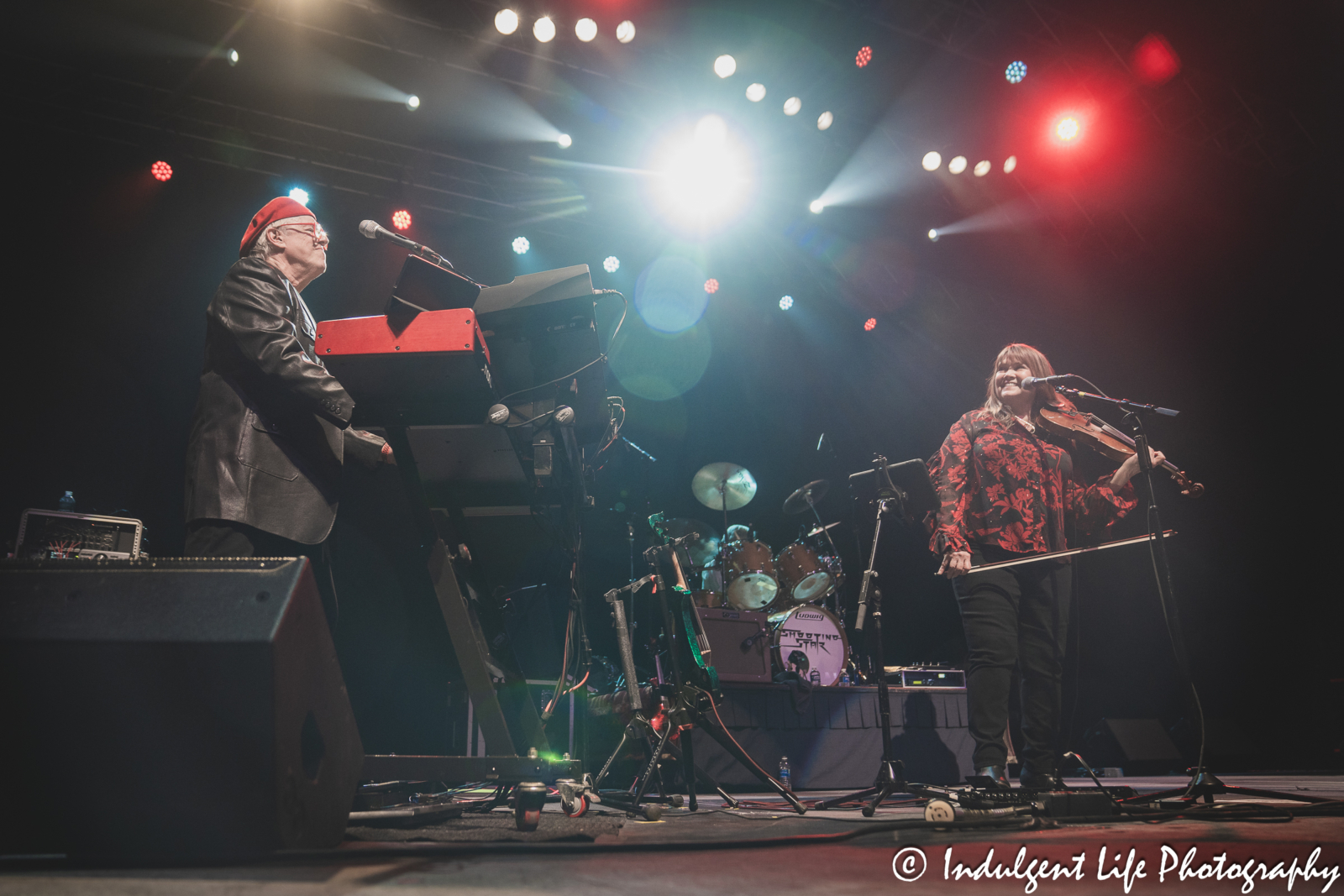 Shooting Star band members Dennis Laffoon and Janet Jameson performing together at Ameristar Casino in Kansas City, MO on April 20, 2024.