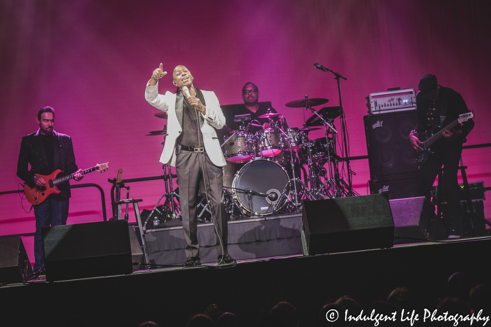 Jeffrey Osborne and his band performing together at Ameristar Casino's Star Pavilion in Kansas City, MO on May 18, 2024.