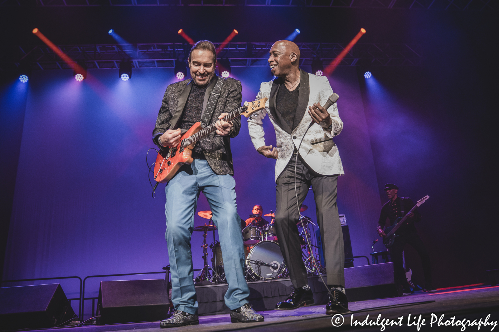 Jeffrey Osborne performing live with his guitar player at Star Pavilion inside of Ameristar Casino in Kansas City, MO on May 18, 2024.