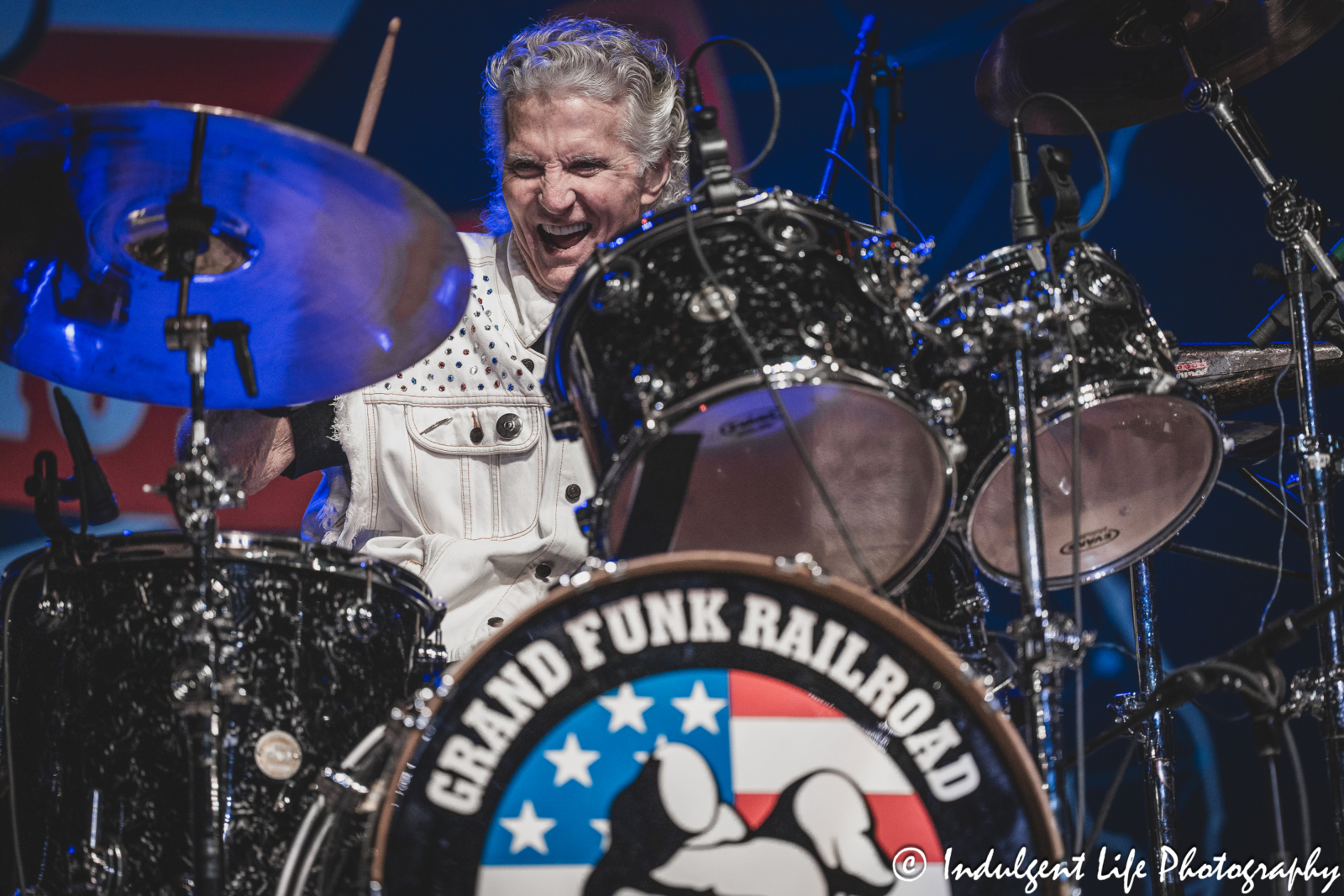 Grand Funk Railroad founding member and drummer Don Brewer opening the band's show with "Rock & Roll Soul" at Ameristar Casino in Kansas City, MO on June 21, 2024.