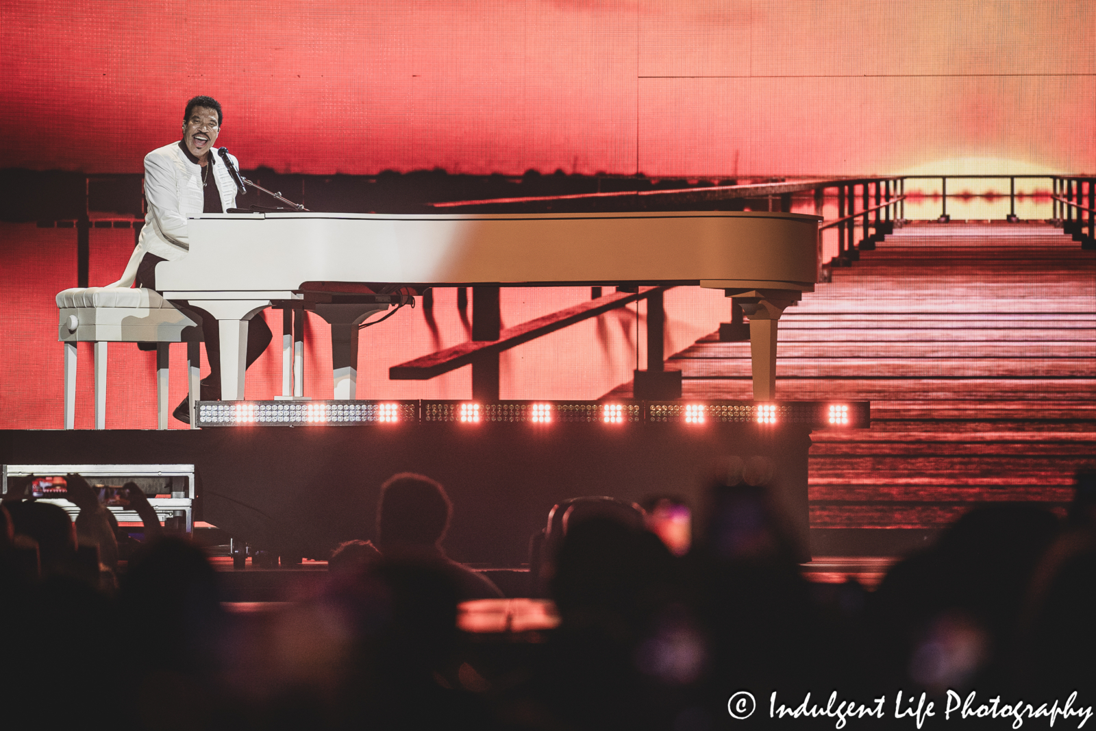 Lionel Richie live in concert performing "Easy" on the piano at T-Mobile Center in downtown Kansas City, MO on June 6, 2024.