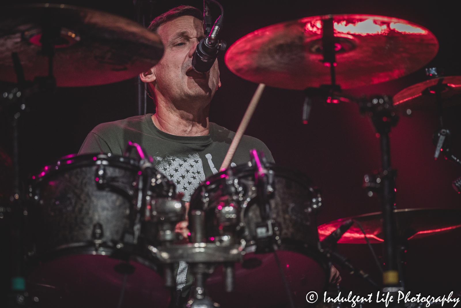 Drummer Ryan Ricks of Little River Band playing live in concert at Ameristar Casino's Star Pavilion in Kansas City, MO on June 1, 2024.