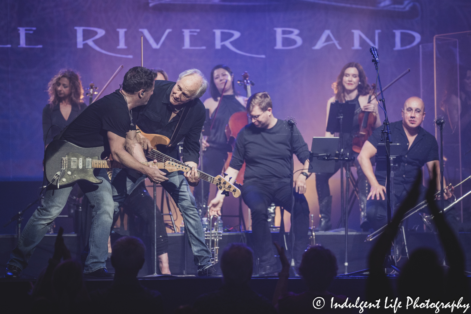 Little River Band members Wayne Nelson and Colin Whinnery performing with the Night Owl Orchestra at Ameristar Casino in Kansas City, MO on June 1, 2024.