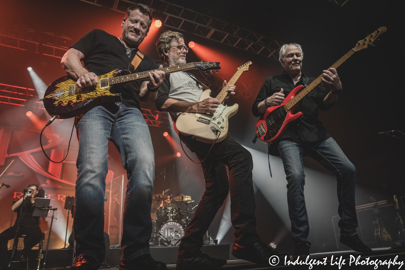 Little River Band lead vocalist and bass player performing with guitarists Colin Whinnery and Bruce Wallace plus drummer Ryan Ricks at Ameristar Casino in Kansas City, MO on June 1, 2024.