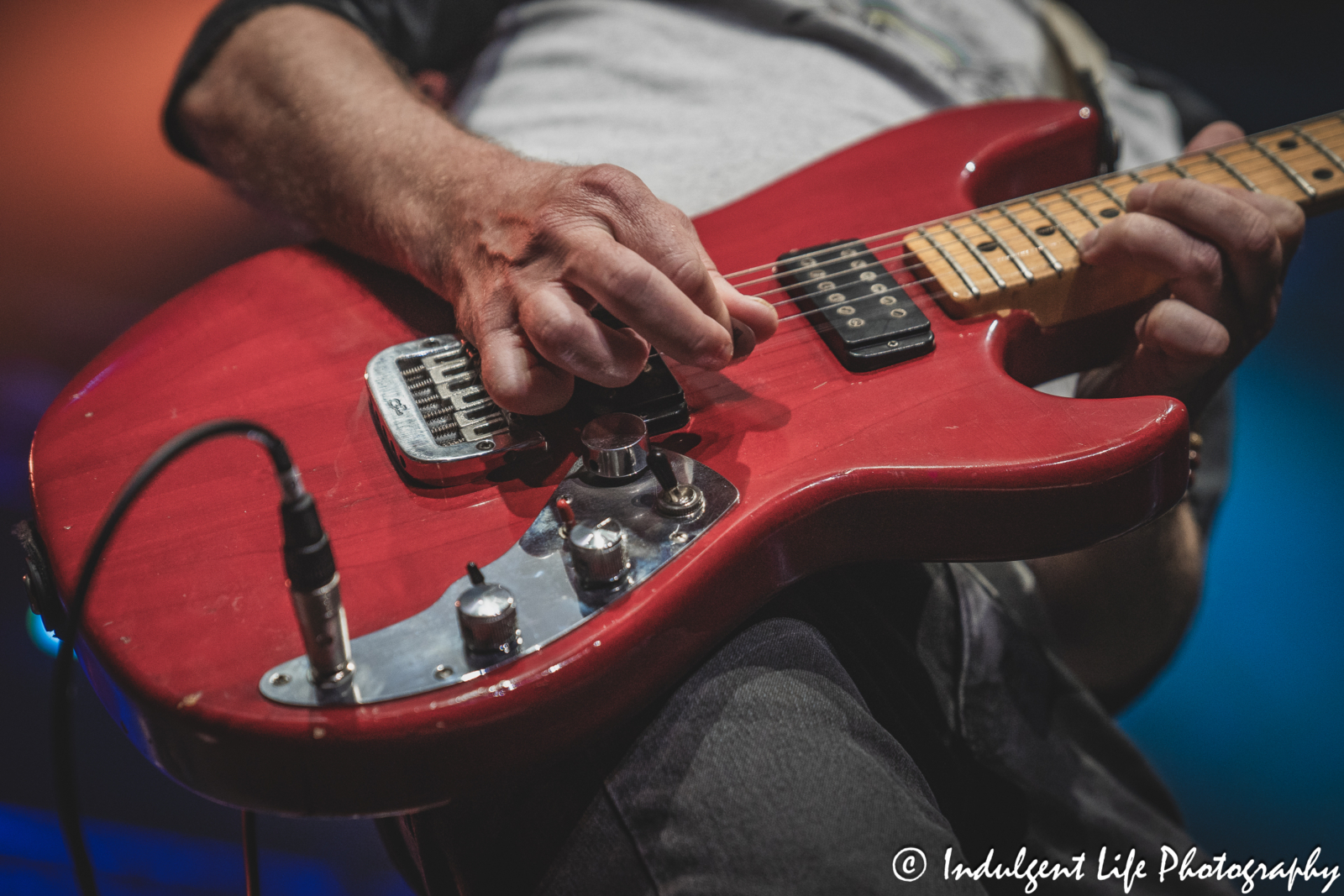 Electric guitar of Little River Band member Bruce Wallace as he performs live at Ameristar Casino in Kansas City, MO on June 1, 2024.