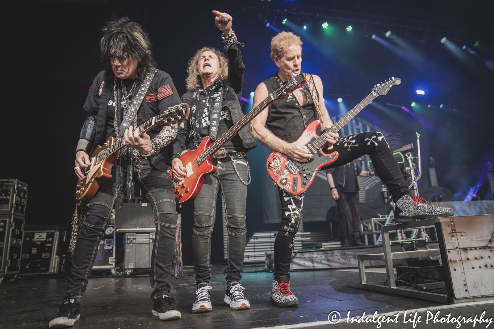 Keri Kelli, Jack Blades and Brad Gillis of Night Ranger performing live together at Starlight Theatre in Kansas City, MO on June 19, 2024.