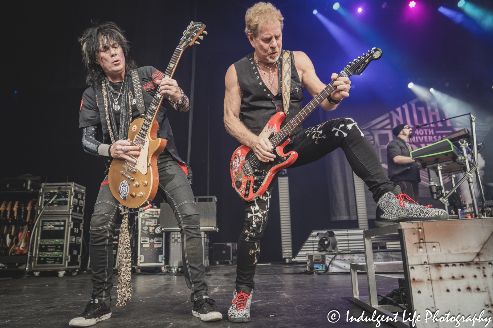 Night Ranger bandmates Keri Kelli, Brad Gillis and Eric Levy performing live together at Starlight Theatre in Kansas City, MO on June 19, 2024.