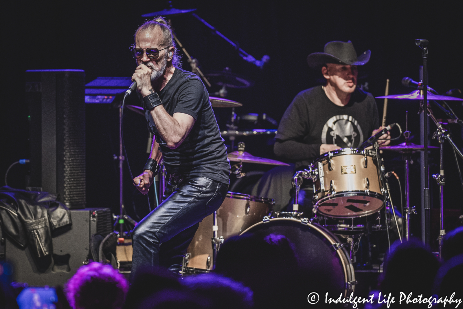 Men Without Hats frontman Ivan Doroschuk performing with drummer Adrian White at Uptown Theater in Kansas City, MO on July 7, 2024.