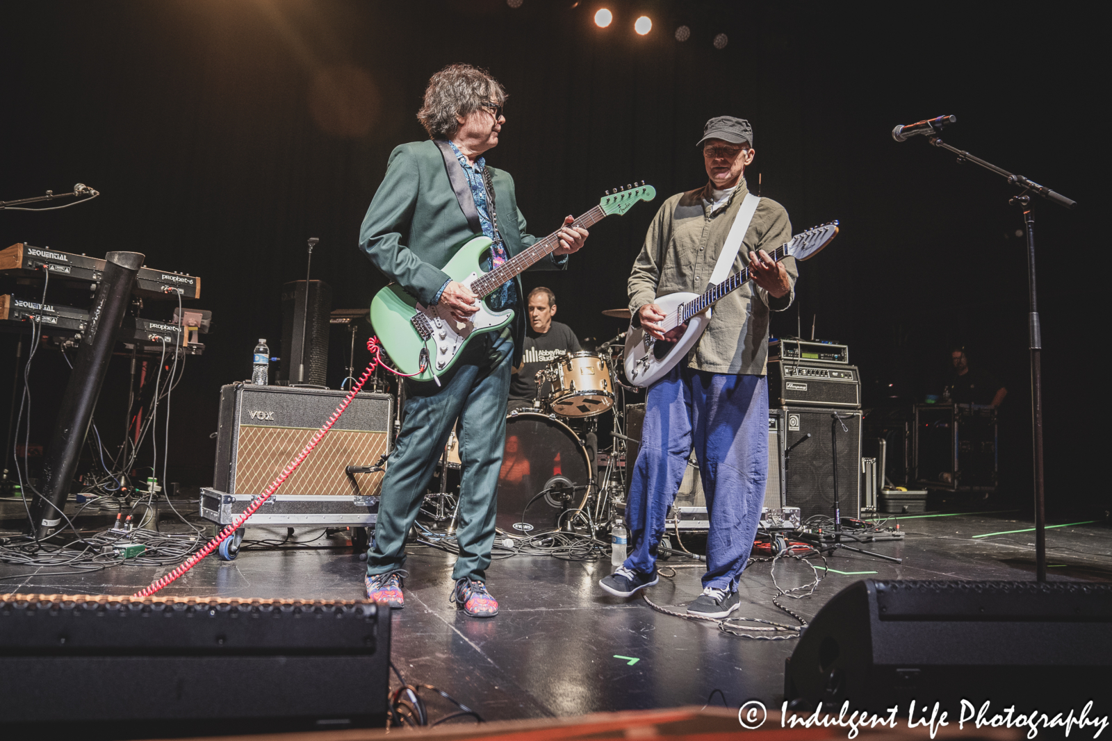 Eddie Muñoz of The Plimsouls performing with guitarist Stephen Blackburn and drummer Rick West at Uptown Theater in Kansas City, MO on July 7, 2024.