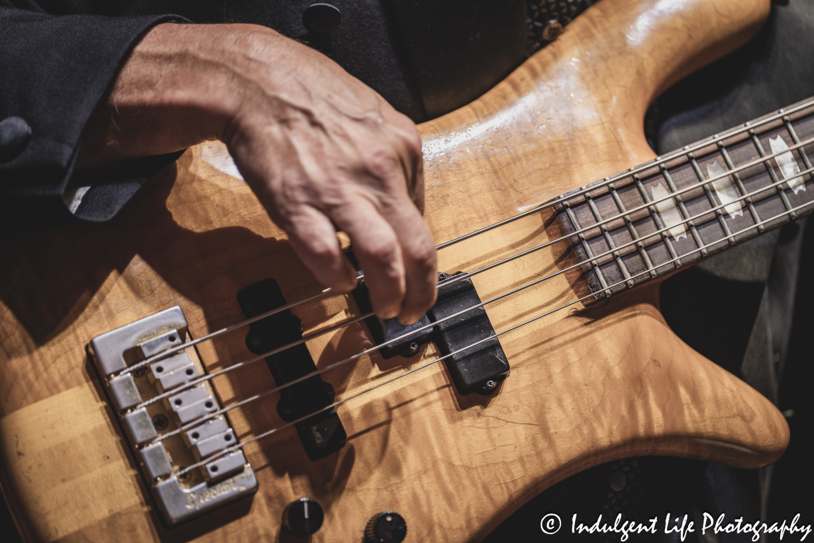 Bass guitar of Rick Reese as he performed live with Eddie Muñoz of The Plimsouls at Uptown Theater in Kansas City, MO on July 7, 2024.