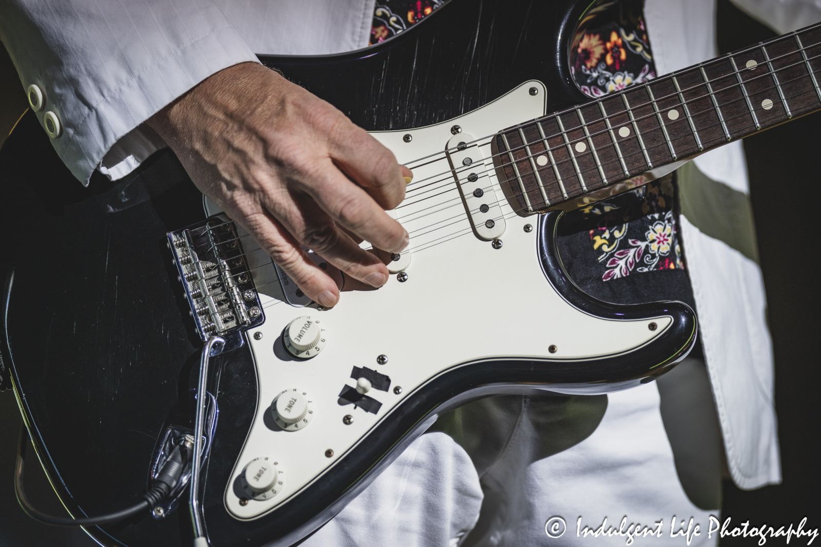 Guitar of Thompson Twins' Tom Bailey as he performed live in concert at Uptown Theater in Kansas City, MO on July 7, 2024.