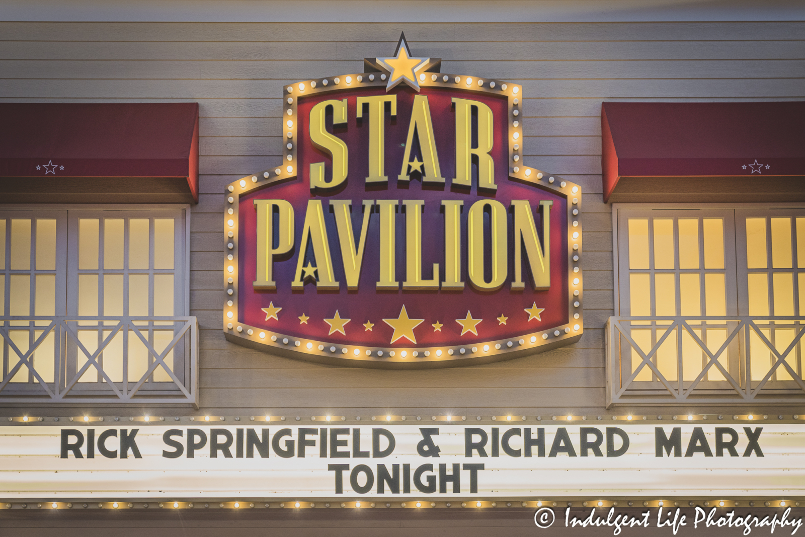 Star Pavilion marquee at Ameristar Casino in Kansas City, MO featuring Rick Springfield and Richard Marx on August 24, 2024.