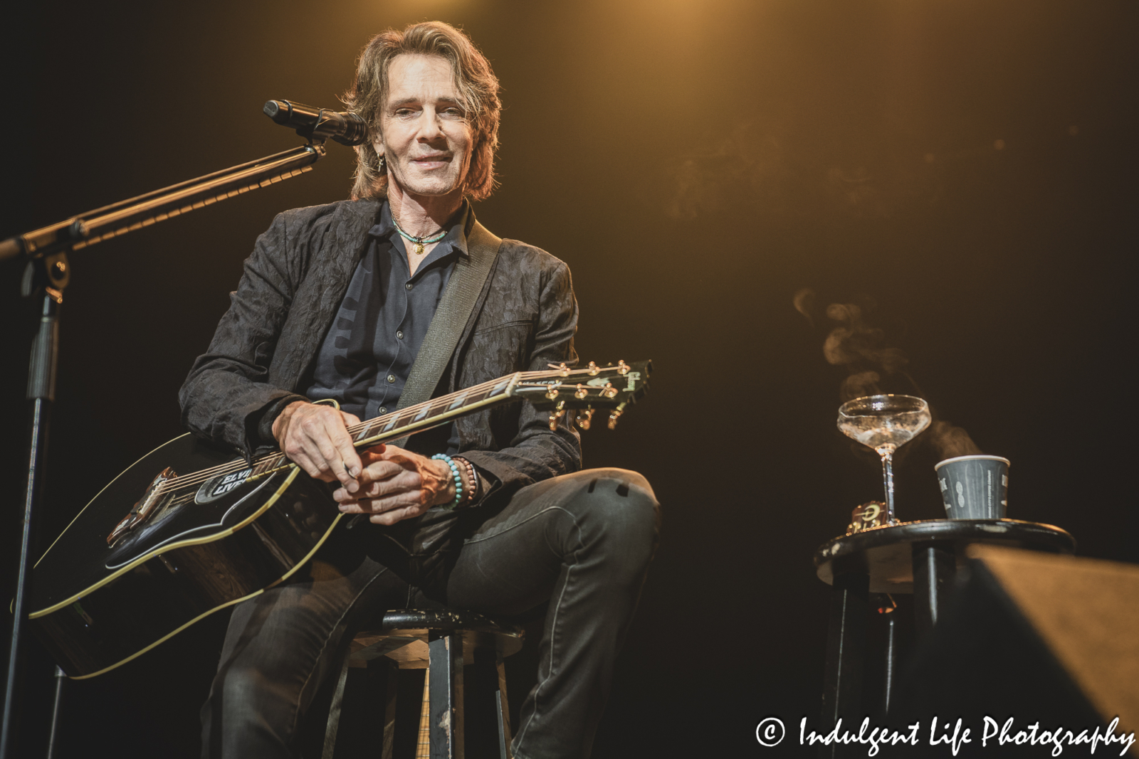 Rick Springfield ready for an acoustic set with Richard Marx at Ameristar Casino Hotel Kansas City on August 24, 2024.