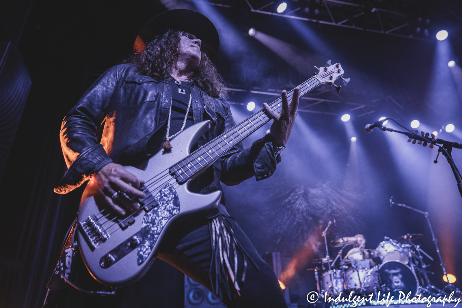 Extreme band members Pat Badger and Kevin Figueiredo in concert together at VooDoo Lounge inside of Harrah's Hotel & Casino in North Kansas City, MO on September 1, 2024.