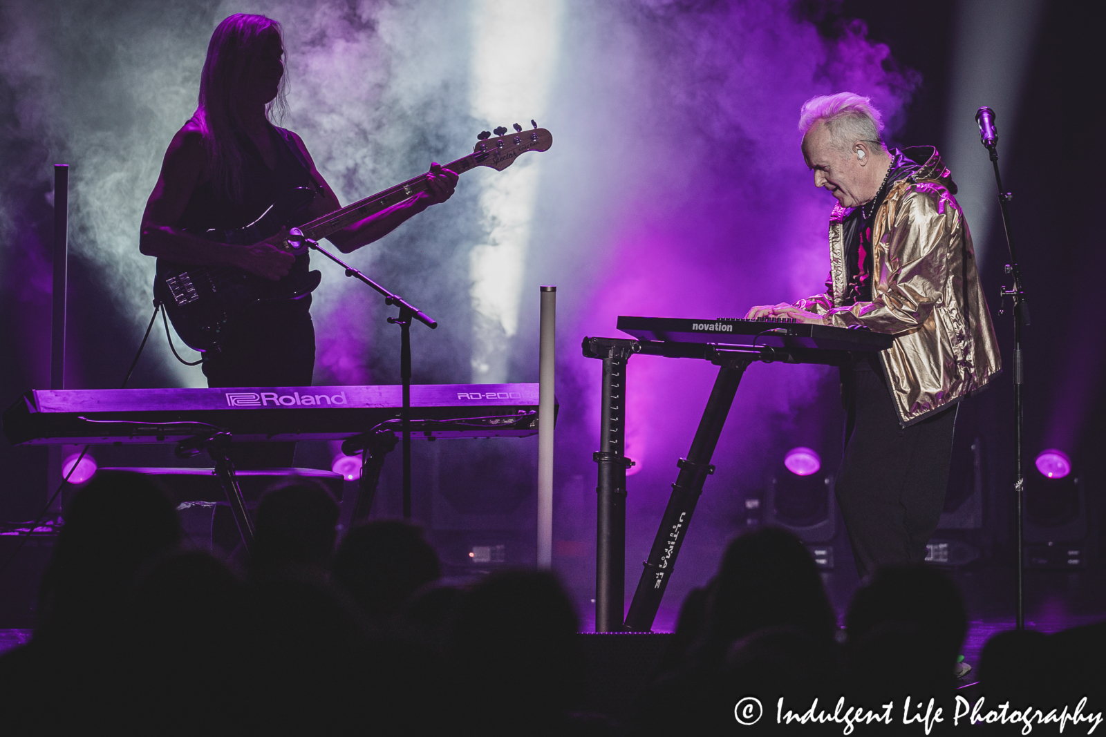 Howard Jones and bass guitarist Nick Beggs performing "Things Can Only Get Better" together at Uptown Theater in Kansas City, MO on August 25, 2024.