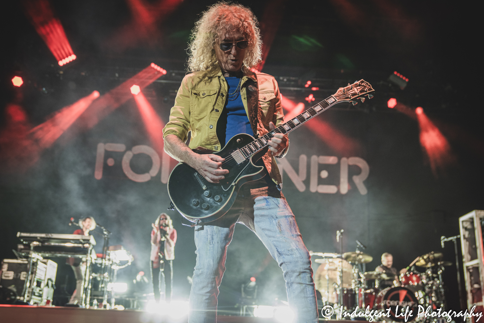 Foreigner guitarist Bruce Watson performing live in concert at Azura Amphitheater in Bonner Springs, KS on October 5, 2024.