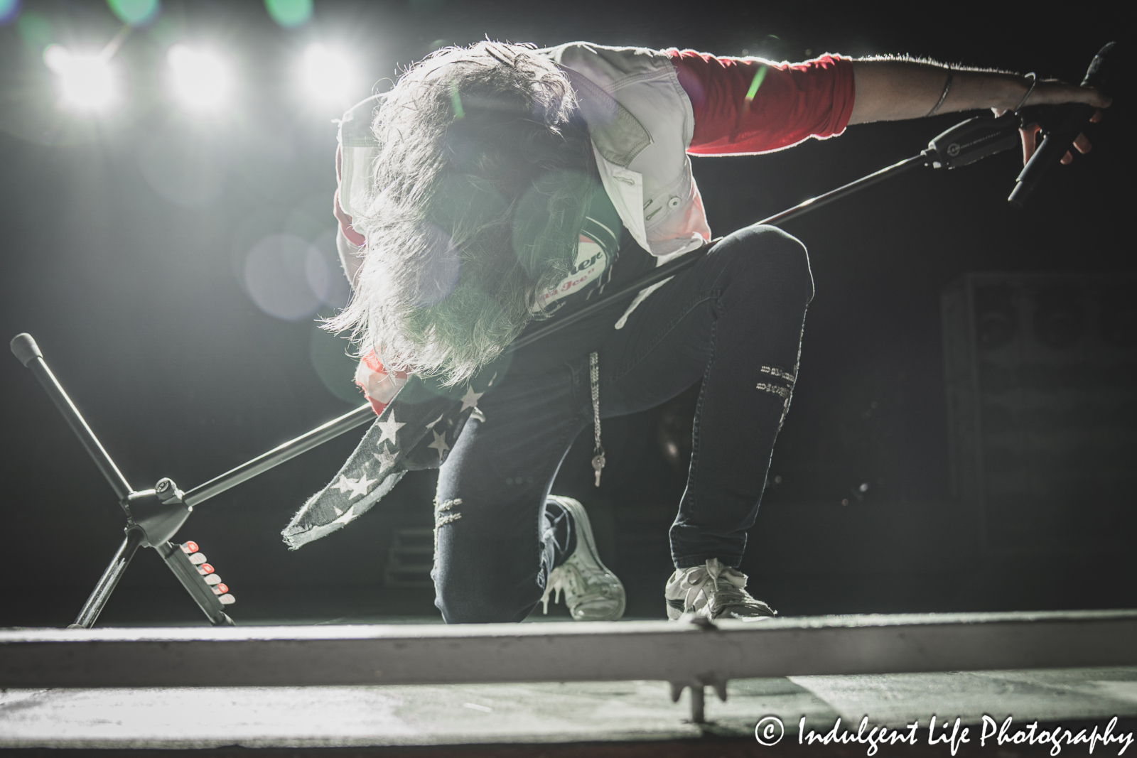 Lead singer Kelly Hansen of Foreigner after performing "Cold As Ice" at Azura Amphitheater in Bonner Springs, KS on October 5, 2024.