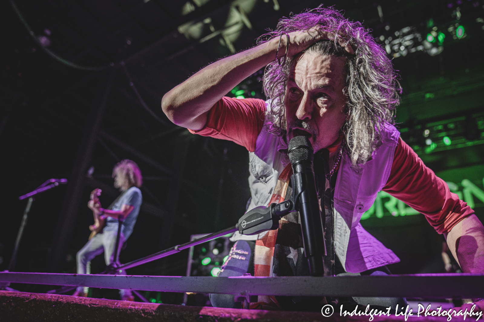 Foreigner frontman Kelly Hansen singing "Long, Long Way From Home" at Azura Amphitheater in Bonner Springs, KS on October 5, 2024.