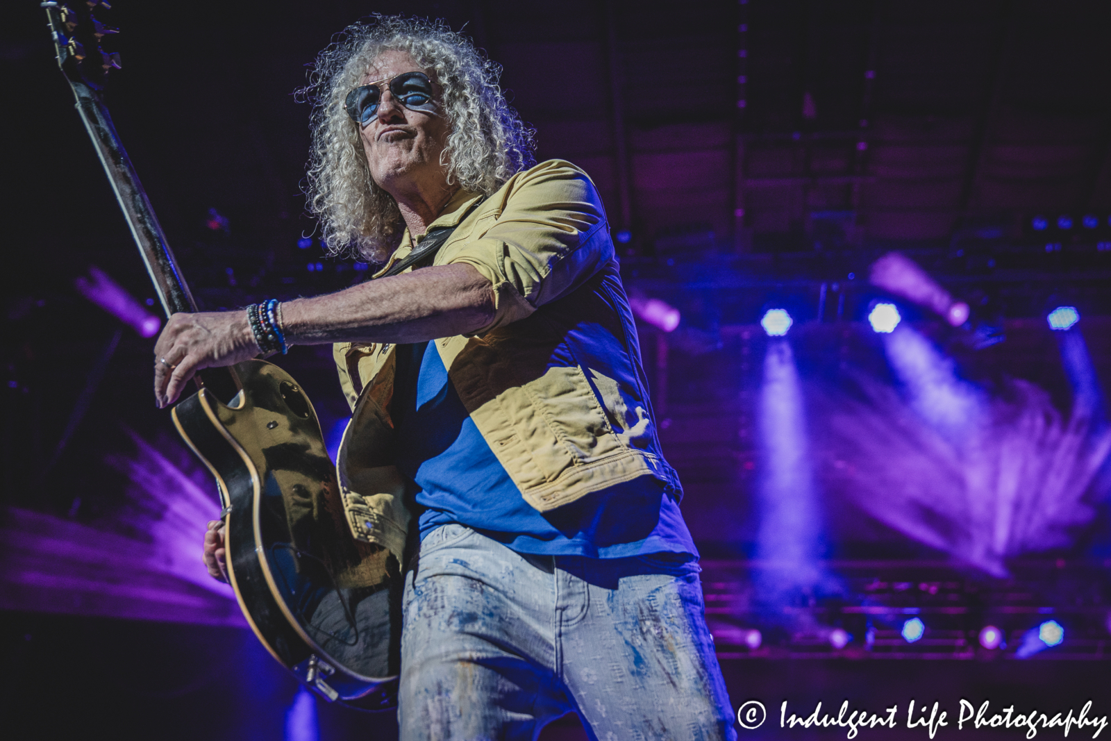 Guitar player Bruce Watson of Foreigner performing "Double Vision" at Azura Amphitheater in Bonner Springs, KS on October 5, 2024.