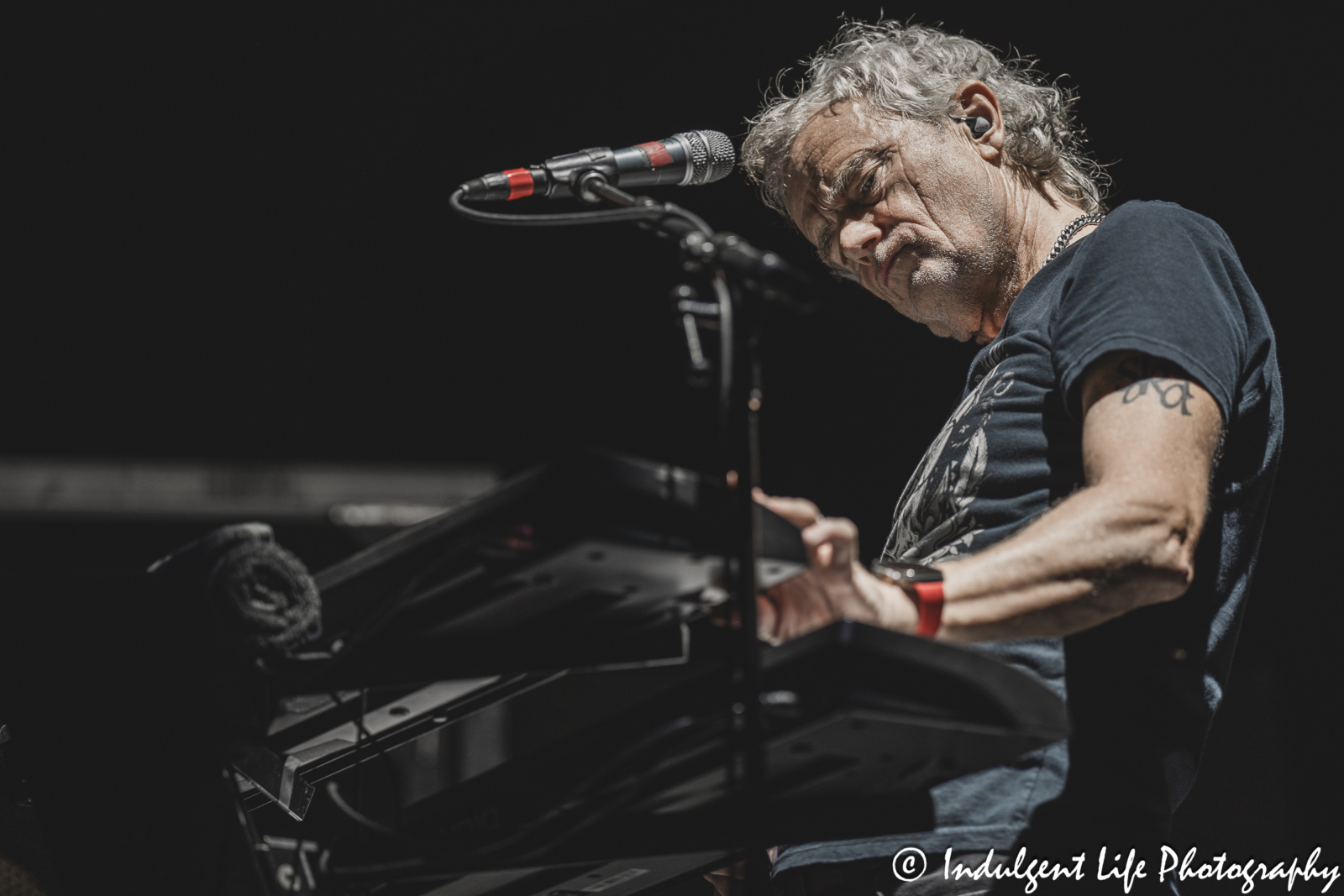 Loverboy keyboard player Doug Johnson opening the band's concert with "Notorious" at Azura Amphitheater in Bonner Springs, KS on October 5, 2024.