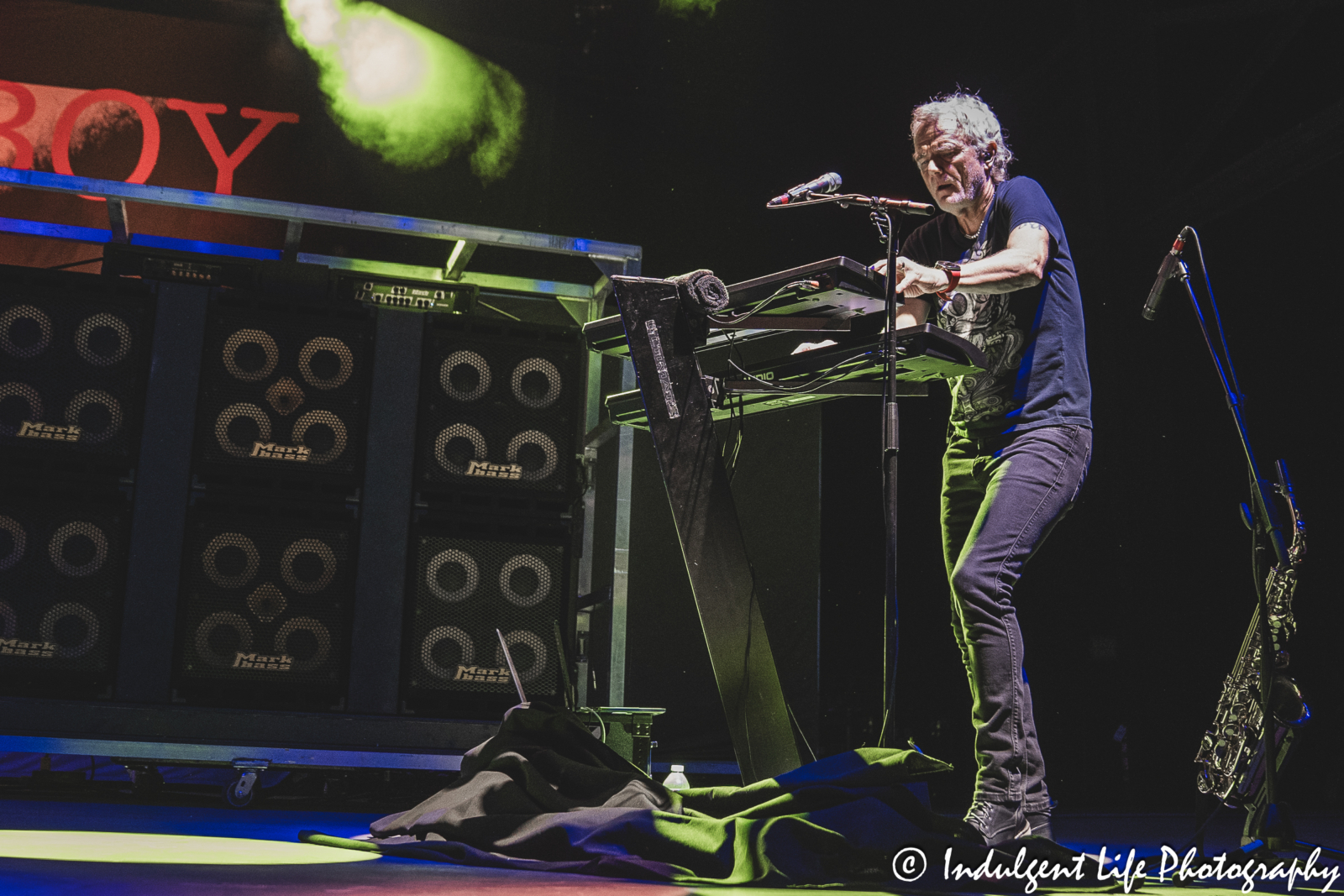 Loverboy keyboardist Doug Johnson live in concert at Azura Amphitheater in Bonner Springs, KS on October 5, 2024.