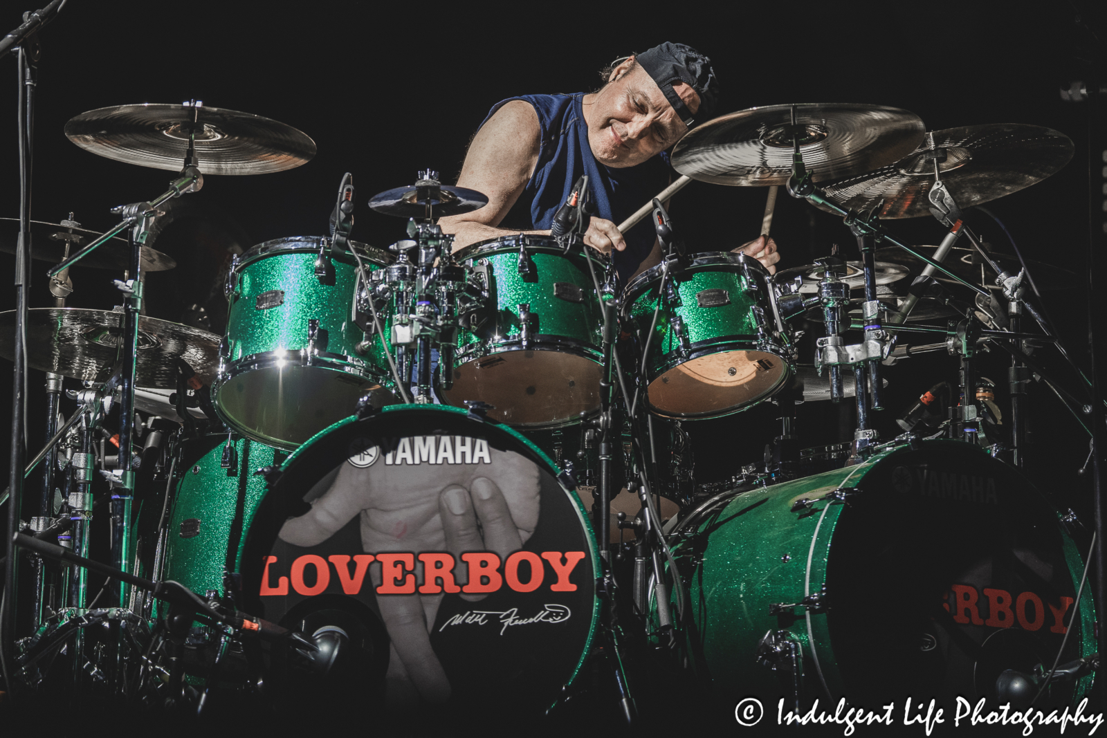 Loverboy drummer Matt Frenette opening the band's concert with "Notorious" at Azura Amphitheater in Bonner Springs, KS on October 5, 2024.