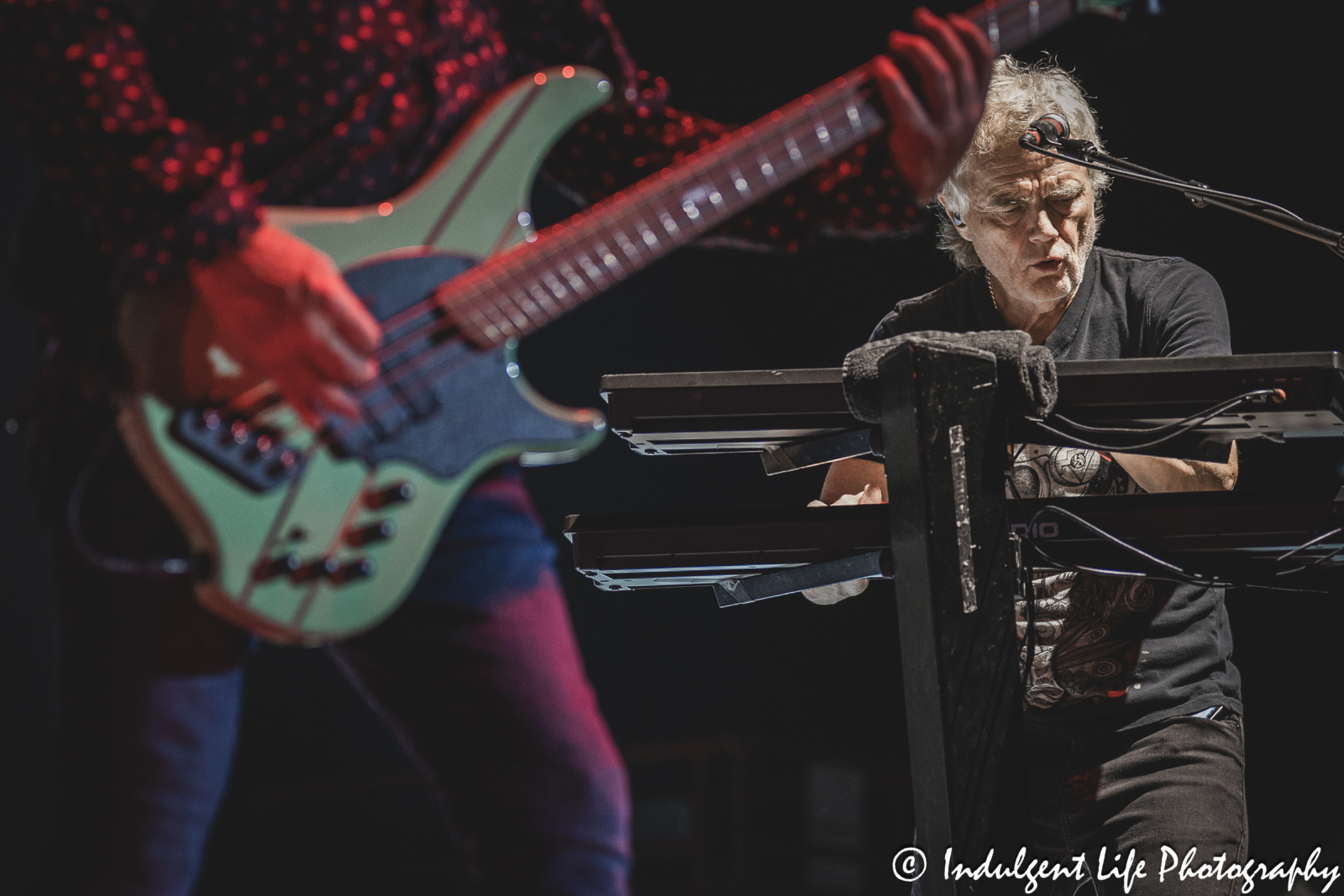 Keyboard player Doug Johnson of Loverboy performing live at Azura Amphitheater in Bonner Springs, KS on October 5, 2024.