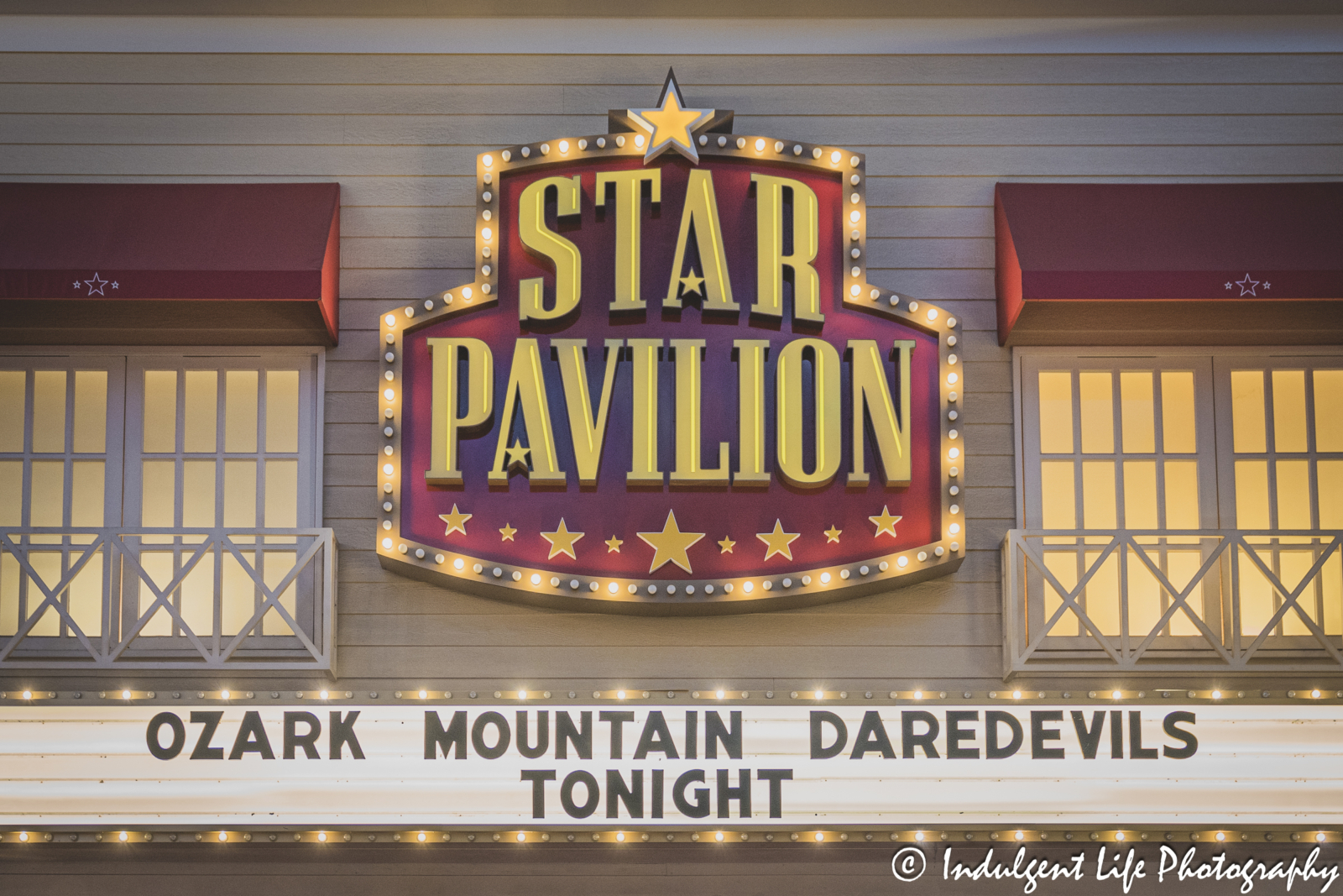 Star Pavilion marquee at Ameristar Casino in Kansas City, MO featuring The Ozark Mountain Daredevils live in concert on November 8, 2024.