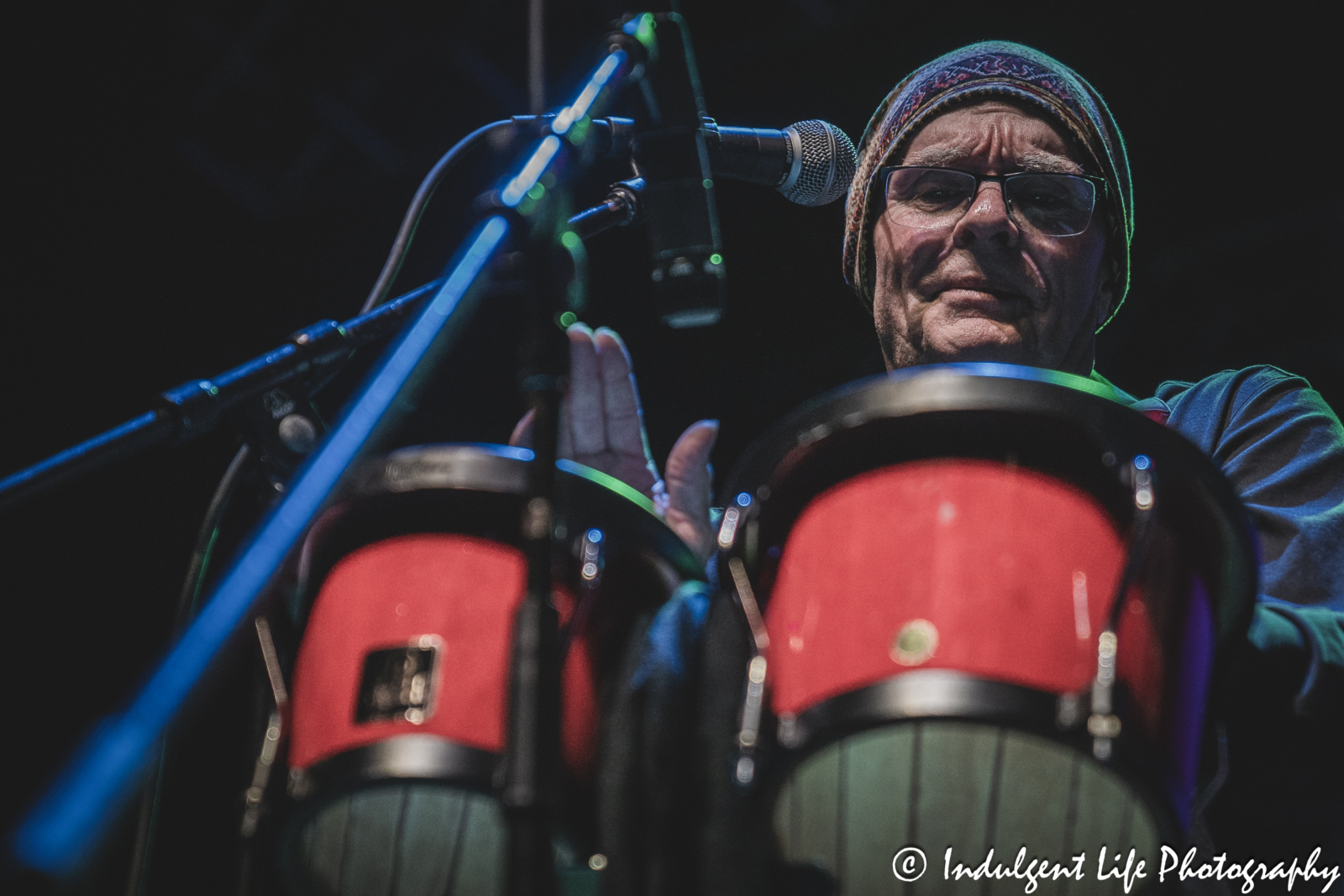 Percussionist and singer Ruell Chappell of The Ozark Mountain Daredevils performing live at Ameristar Casino Hotel Kansas City on November 8, 2024.