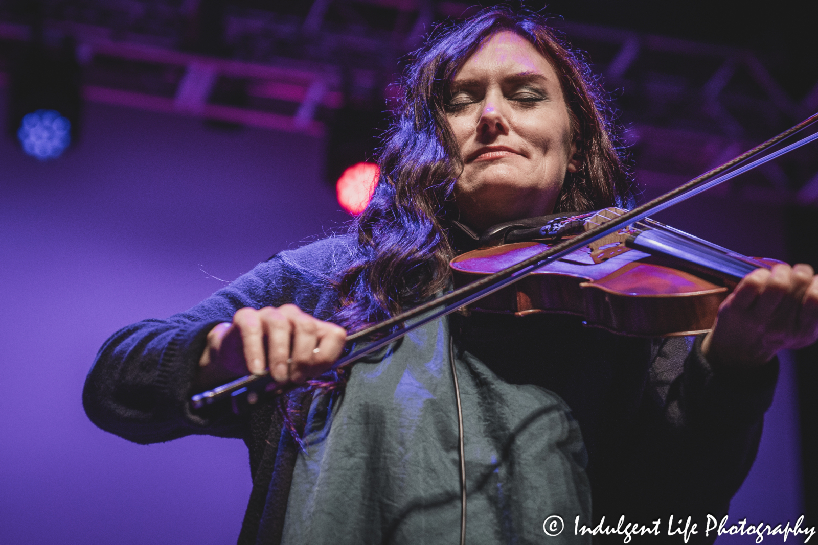 Violinist Molly Healey of The Ozark Mountain Daredevils performing live at Ameristar Casino's Star Pavilion in Kansas City, MO on November 8, 2024.