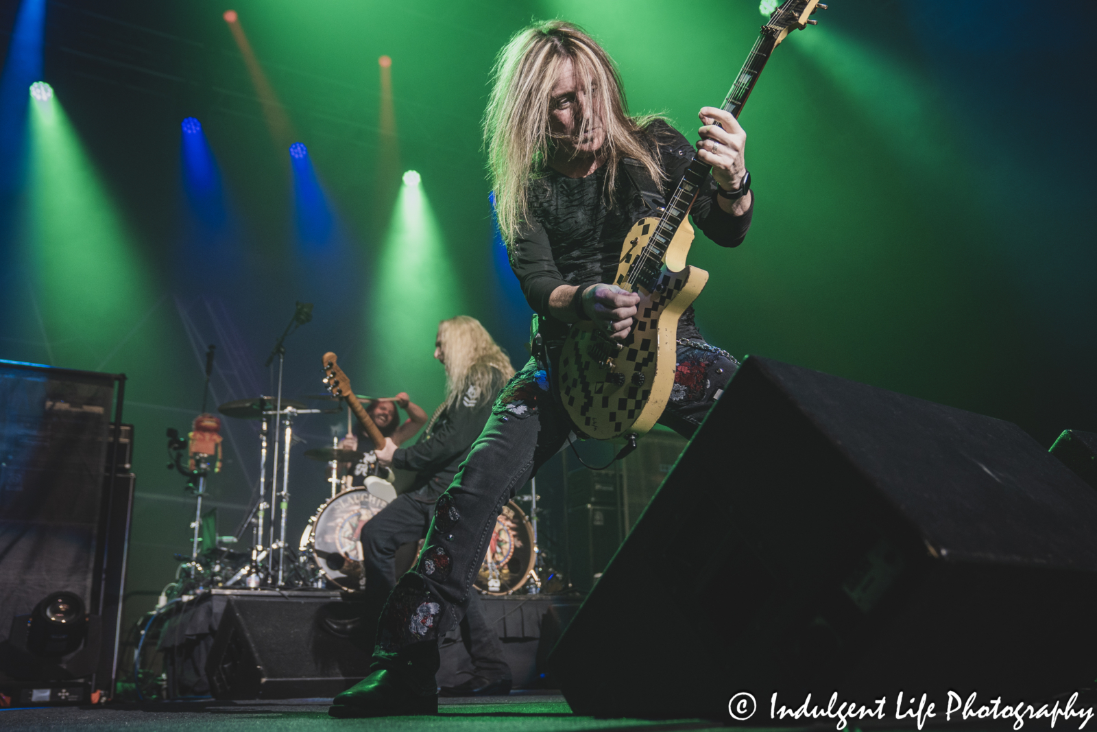 Slaughter guitar player Jeff "Blando" Bland live in concert at Ameristar Casino's Star Pavilion in Kansas City, MO on October 19, 2024.