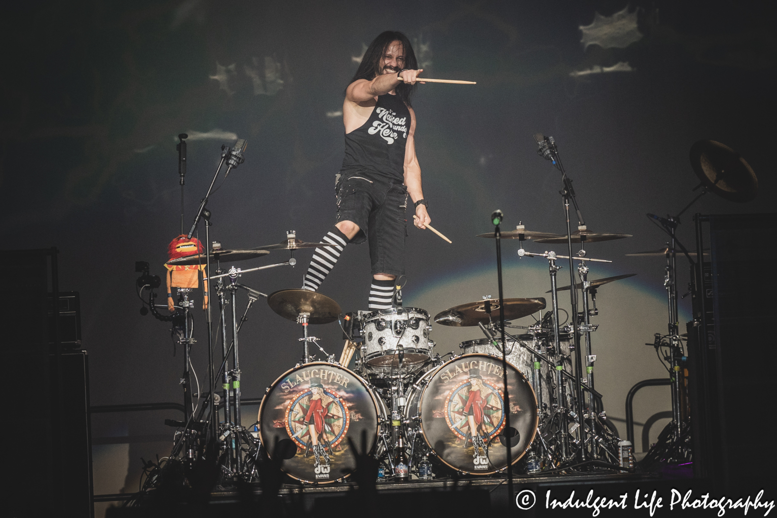 Slaughter drummer Jordan Cannata performing live at Ameristar Casino's Star Pavilion in Kansas City, MO on October 19, 2024.