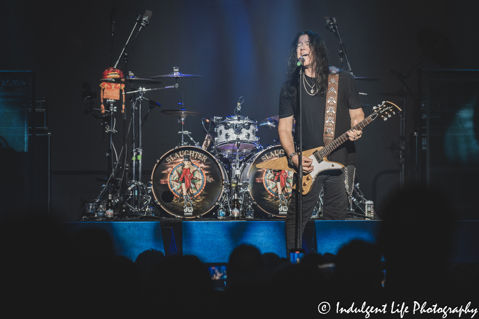 Mark Slaughter singing solo during his band's concert at Ameristar Casino's Star Pavilion in Kansas City, MO on October 19, 2024.