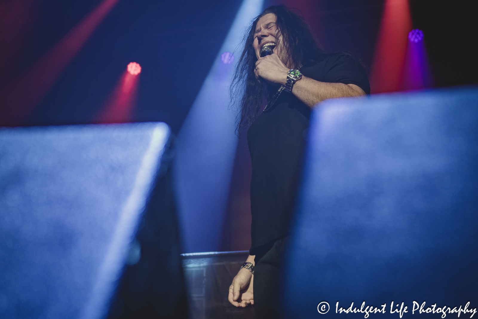 Lead singer Mark Slaughter performing live at Ameristar Casino's Star Pavilion in Kansas City, MO on October 19, 2024.