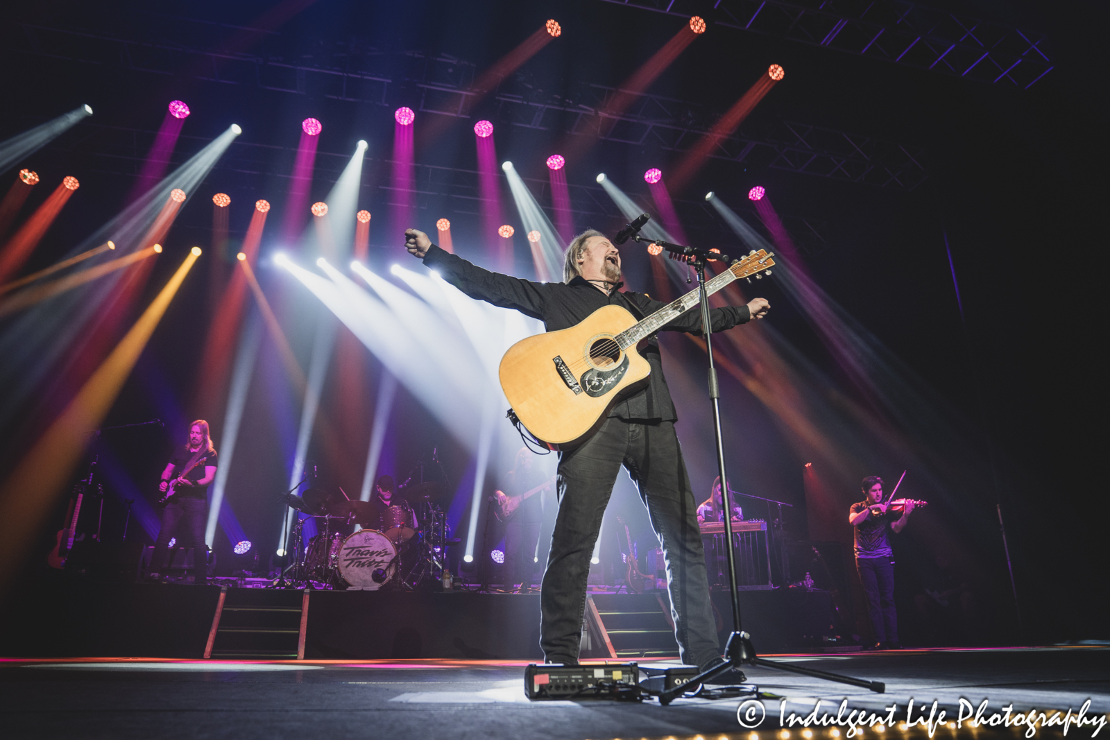 Travis Tritt and his band in a live concert performance at Star Pavilion inside of Ameristar Casino in Kansas City, MO on October 26, 2024.